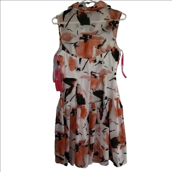 New BETSEY JOHNSON Floral shirt Dress Chiffon Size 2 - Picture 7 of 7